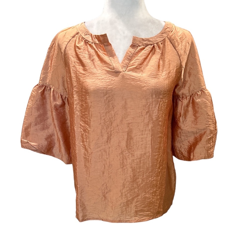 NWT Talbots Silk Peach Puff Sleeve Blouse - XS P